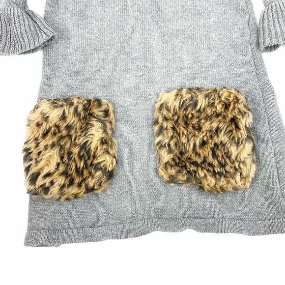 Max Studio Baby Gray Fur Leopard Knit Sweater Dress 2T - Picture 4 of 4